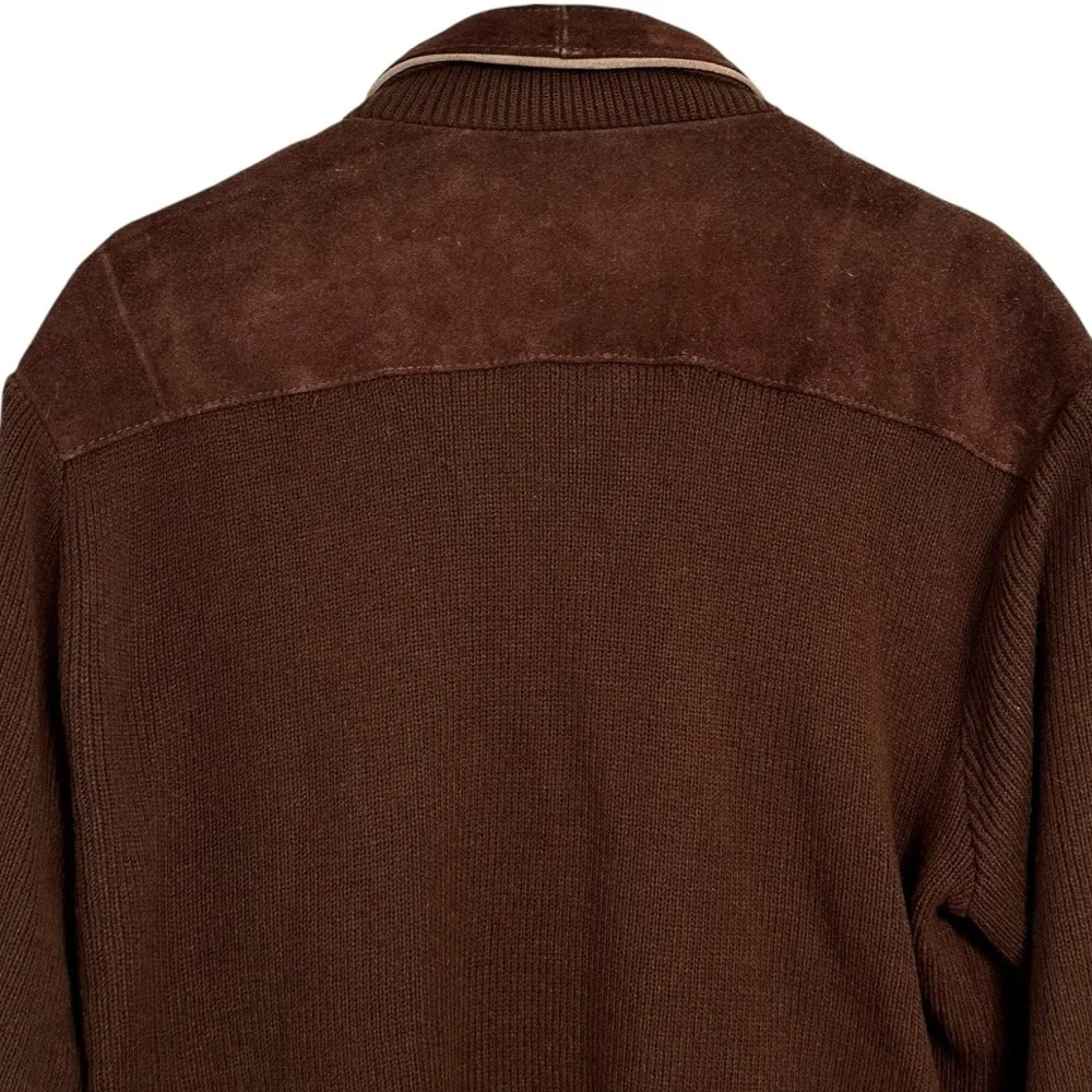 R.O.C Vintage Suede Leather Sweater Bomber Jacket Coat Brown Western XL
